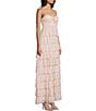 Honey and Rosie Glitter Sheer Matte Jersey Twist Front Keyhole Pleated Ruffle Tiered Gown, Color:Blush - Image 3
