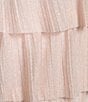 Honey and Rosie Glitter Sheer Matte Jersey Twist Front Keyhole Pleated Ruffle Tiered Gown, Color:Blush - Image 4