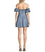Honey and Rosie Glitter Stretch Lace Off-The-Shoulder Puff Sleeve Dress, Color:Perry - Image 2