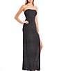 Color:Black/Multi - Image 3 - Glitter Velvet Strapless Long Dress