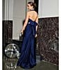 Honey and Rosie Halter V-Neck Tie Back Cummerbund Waist Gown, Color:Navy - Image 6