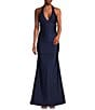 Honey and Rosie Halter V-Neck Tie Back Cummerbund Waist Gown - Image 1