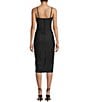 Honey and Rosie Illusion Corset Inspired Bodice Side Slit Flitted Midi Dress, Color:Black - Image 2
