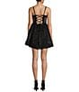 Color:Black - Image 2 - Illusion Mesh Corset Lace-Up Back Fit & Flare Dress
