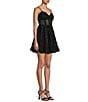 Color:Black - Image 3 - Illusion Mesh Corset Lace-Up Back Fit & Flare Dress