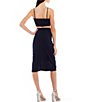 Color:Navy - Image 2 - Square Neck Spaghetti Strap Crop Top and Faux-Wrap Slit Hem Midi-Length Two-Piece Dress