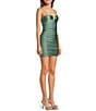 Honey and Rosie Notch Front Shirred Fitted Dress, Color:Sage - Image 3