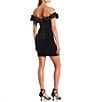 Color:Black - Image 2 - Off-The-Shoulder Rosette Velvet Mini Dress