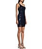 Honey and Rosie One Shoulder Tank Strap Fitted Short Sequin Dress, Color:Navy - Image 3
