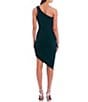 Color:Emerald - Image 2 - One Shoulder Asymmetrical Hem Pull-On Dress