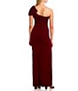 Color:Wine - Image 2 - One Shoulder Bow Detail Side Slit Dress