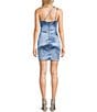Color:Blue - Image 2 - One Shoulder Double Strap Rosette Detail Fitted Bodice Dress