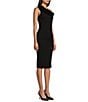 Color:Black - Image 3 - One Shoulder Rosette Front Slit Midi Dress
