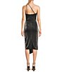 Color:Black/Silver - Image 2 - One-Shoulder Shirred Side Slit Midi Dress
