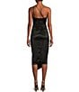 Color:Black - Image 2 - One Shoulder Shirred Side Slit Satin Midi Dress