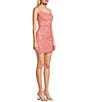 Honey and Rosie Pattern Sequin One Shoulder Double Strap Bodycon Dress, Color:Coral/Peach - Image 3