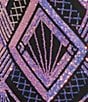 Honey and Rosie Patterned Sequin V-Neck Spaghetti Strap Tie Back Fitted Mermaid Gown, Color:Black/Pink - Image 4