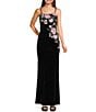 Honey and Rosie Placement Sequin Embroidered Lace Up Back Gown, Color:Black/Multi - Image 1