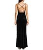Honey and Rosie Placement Sequin Embroidered Lace Up Back Gown, Color:Black/Multi - Image 2