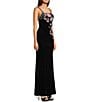 Honey and Rosie Placement Sequin Embroidered Lace Up Back Gown, Color:Black/Multi - Image 3