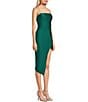 Honey and Rosie Rhinestone Adjustable Spaghetti Strap A-Symmetrical Midi Dress, Color:Hunter - Image 3