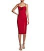 Color:Red - Image 1 - Rosette Lace-Up Back Side Slit Midi Dress