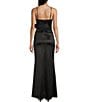 Color:Black - Image 2 - Rosette Trim V-Neck Long Dress