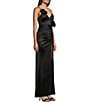 Color:Black - Image 3 - Rosette Trim V-Neck Long Dress