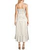 Honey and Rosie Sateen Square Neck Spaghetti Tie Strap Ruffle Midi Dress, Color:Ivory - Image 2