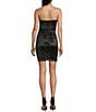 Honey and Rosie Sateen Strapless Pleated Twist Front Illusion Midriff Corset Inspired Dress, Color:Black - Image 2