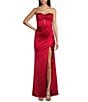 Honey and Rosie Sateen Sweetheart Neck Strapless Corset Long Dress, Color:Cherry - Image 1