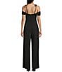 Honey and Rosie Scuba Crepe Off The Shoulder Tie Strap Jumpsuit, Color:Black - Image 2