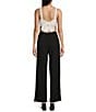 Honey and Rosie Scuba Crepe Square Neck Contrast Straps and Tie Back Pleated Front Jumpsuit, Color:Black/Ivory - Image 2