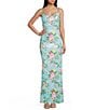 Honey and Rosie Sequin Floral Patterned Scoop Neck Back Cut Out Slip Long Dress - Image 3