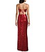 Honey and Rosie Sequin Lace-Up Back Cut-Out Long Dress - Image 2