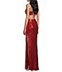 Honey and Rosie Sequin Lace-Up Back Cut-Out Long Dress - Image 4
