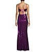 Color:Violet - Image 2 - Sequin Lace-Up Back Cut-Out Long Dress