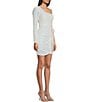 Color:White/Iridescent - Image 3 - Sequin One Shoulder Long Sleeve Pleated Waist Tie Wrap Mini Dress