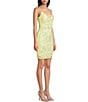 Honey and Rosie Sequin Patterned V-Neck Lace Up Back Dress, Color:Yellow - Image 3