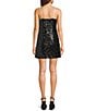 Honey and Rosie Sequin Pearl Bow Front A-Line Slip Dress, Color:Black/Ivory - Image 2