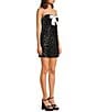 Honey and Rosie Sequin Pearl Bow Front A-Line Slip Dress, Color:Black/Ivory - Image 3