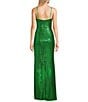 Color:Green - Image 2 - Sequin V-Neck Side Slit Long Dress