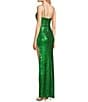 Color:Green - Image 3 - Sequin V-Neck Side Slit Long Dress