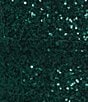 Honey and Rosie Sequin V-Neck Spaghetti Strap Mesh Back Front Slit Gown, Color:Emerald - Image 4