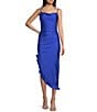 Color:Royal - Image 1 - Sleeveless A-Symmetrical Ruffle Detail Fitted Midi Dress