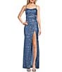 Color:Perry - Image 1 - Sleeveless Mesh Waist Sequin Gown