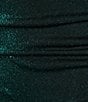 Color:Black/Teal - Image 4 - Sleeveless Spaghetti Strap Metallic Knit Ruched Sheath Dress