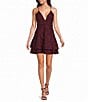 Honey and Rosie Spaghetti Strap Lace Bra-Back Eyelash Double Hem Fit & Flare Mini Dress - Image 1