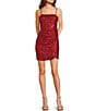Honey and Rosie Spaghetti Strap Empire Seam Allover Sequin Dress, Color:Red - Image 1