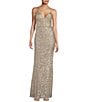 Honey and Rosie Spaghetti Strap Sequin Mermaid Shaped Grown, Color:Champagne - Image 1